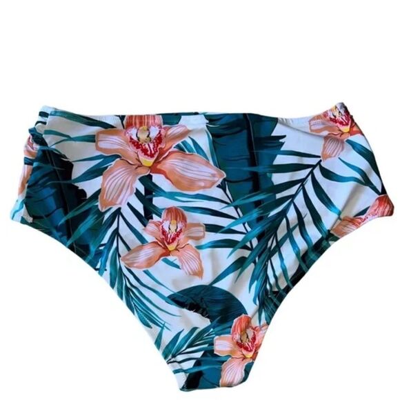 Cupshe High Waisted Tummy Control Bathing suit Bottom Tropical 1X NWT - Picture 9 of 12